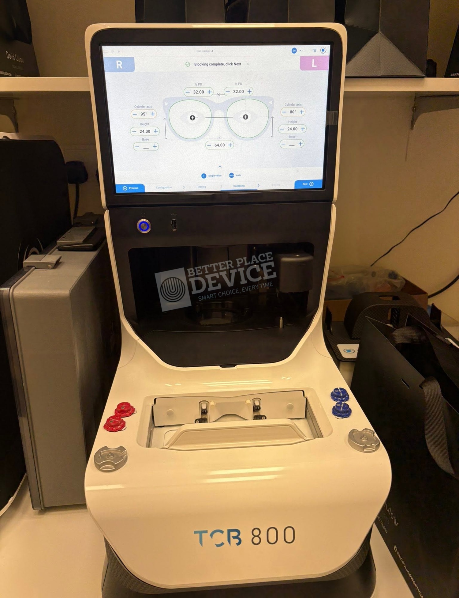 Essilor ES 800M Edger with TCB 800 Tracer/Blocker